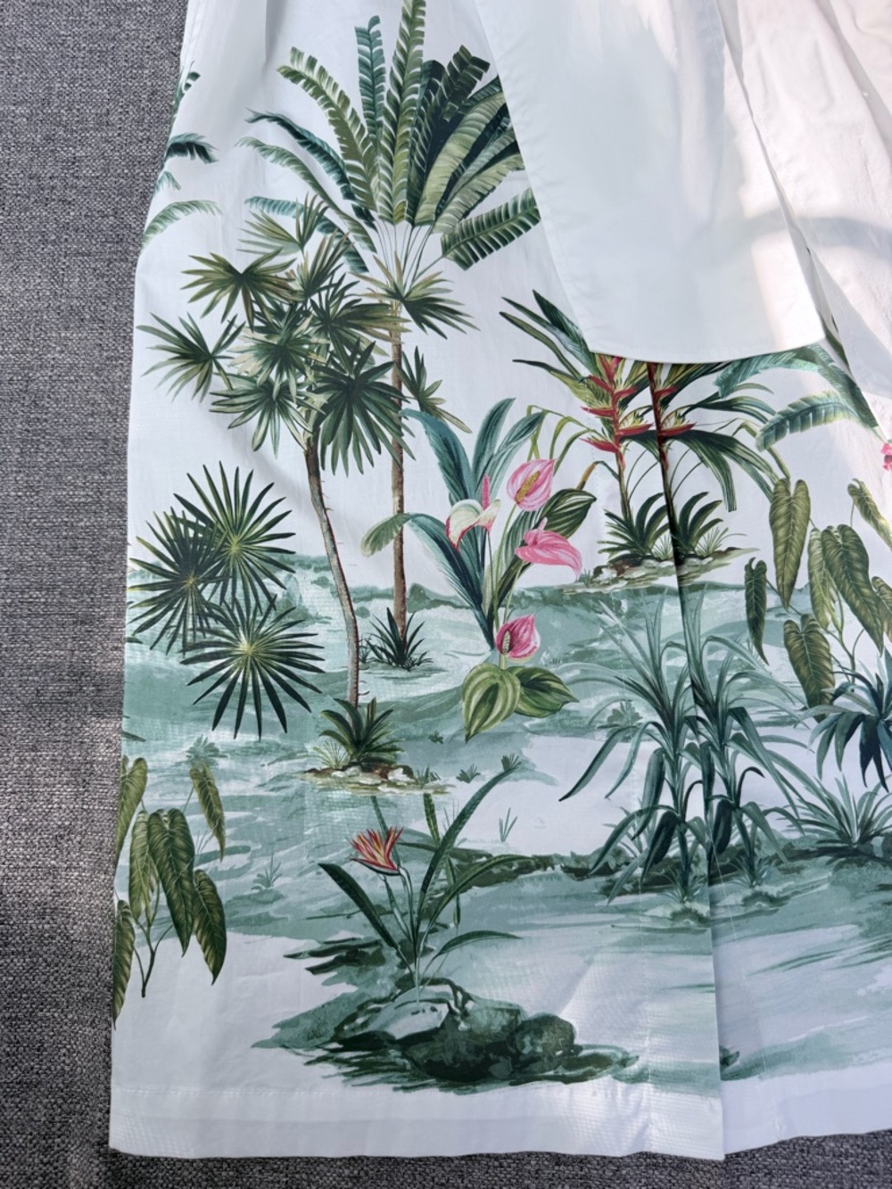 J. McLaughlin White Sleeveless Shirt Midi Dress with Tropical Print - Picture 4 of 9
